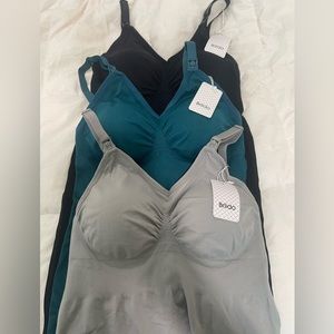 Three NWT Brlido nursing tanks. Never worn or tried on. Black,teal and gray.